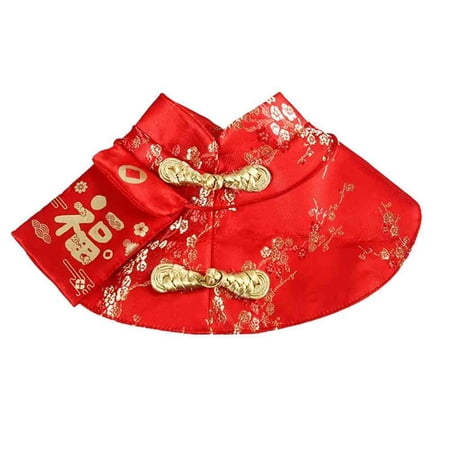 Adjustable Chinese Tang Dynasty Dress Dog saliva towel New Year Cat Necklace Dog Warm Clothing Dogs Bibs Pet Bandana Festival Cloak RED L