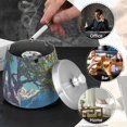 thumbnail image 4 of Yayeee Ashtray with Lid for Cigarette Smokeless Stainless Steel Home Ash Holder, Blue Tree, 4 of 7