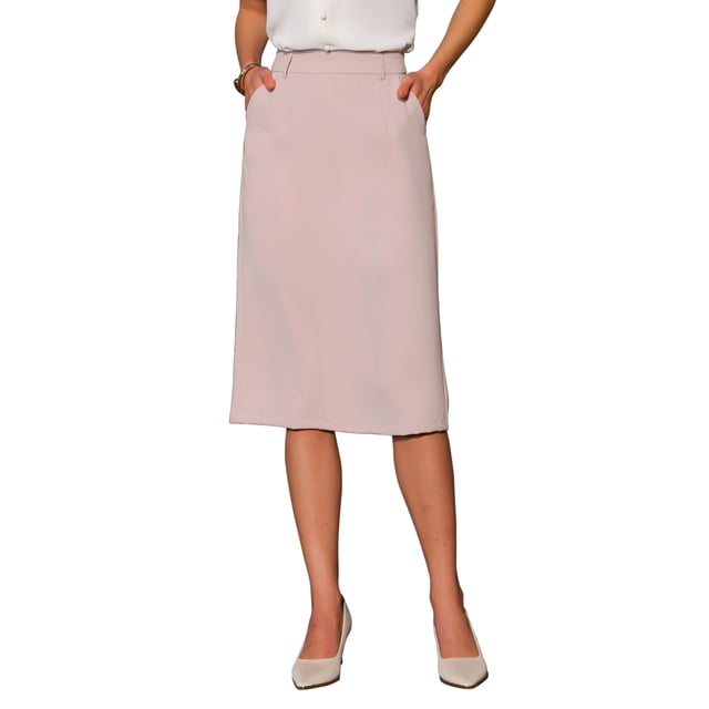 FALDA LÁPIZ CHIC Estilosa para Mujeres con Cintura Alta y Abertura Trasera para Trabajo y Uso Casual M Rosa
