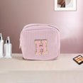 thumbnail image 5 of Unique Bargains 1 Pc Letter H Pattern Makeup Bag for Travel Pink Corduroy, 5 of 6