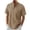 Khaki, variant on Men's Summer Tops Fashion Solid Standing Collar Cotton Linen Tunic Blouse Casual Button Short Sleeve Pocket Sports Shirts White L