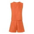 thumbnail image 4 of TTUHYWXI Summer 2 Piece Sets for Women Sleeveless Tank Top Matching Shorts Sets Trendy Striped Sweatsuits Vacation Beach Outfits (Orange, L), 4 of 5