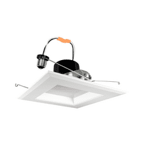 Perlglow 6 inch Retrofit Square Downlight Luminaire, White Finish, Smooth LED Recessed Lighting With E26 Adapter, Dimmable 16W=120W, 1300 Lumens, CRI 90 , IC Rated, Super White 5000k
