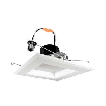 Perlglow 6 inch Retrofit Square Downlight Luminaire, White Finish, Smooth LED Recessed Lighting With E26 Adapter, Dimmable 16W=120W, 1300 Lumens, CRI 90 , IC Rated, Super White 5000k