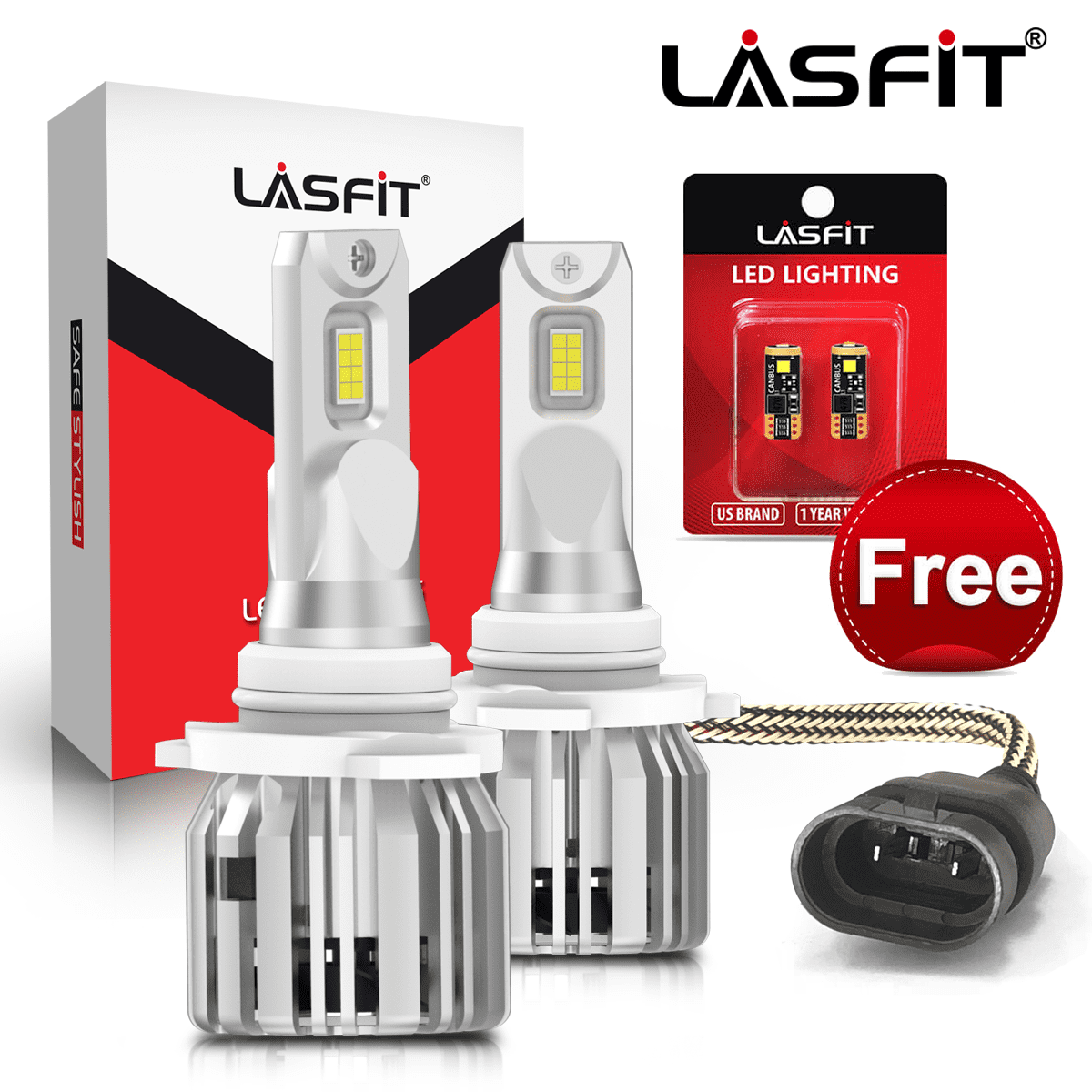LASFIT 9005/HB3 9006/HB4 LED Bulbs Combo Upgrade Mini Design Halogen Replacement LC Plus 6000K Cool White