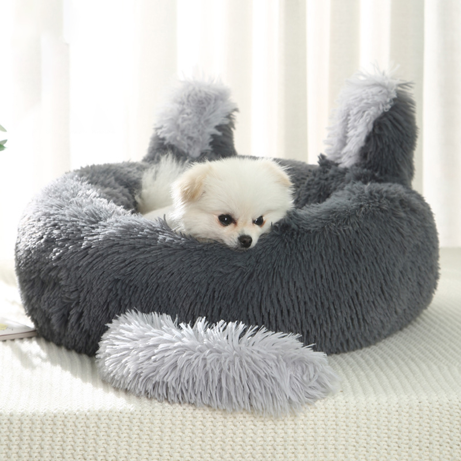 StarBay Pet Pad Soft Fully Filling Big Space Cartoon Comfortable Keep Warm Plush Rabbit Ear for Autumn Pet Bed