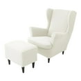 thumbnail image 1 of Redempat 3pcs Polyester Soft And Comfortable Wing Chair Cover And Ottoman Stool Cover Furniture With Style Milky white, 1 of 6