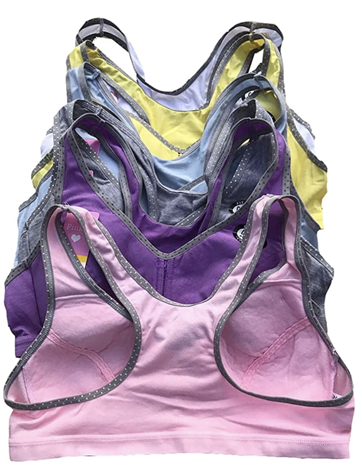 Iheyi 6 pieces Girl's Cotton Wire Free Junior Training Bra A Cup  36A (6292-50RE3)