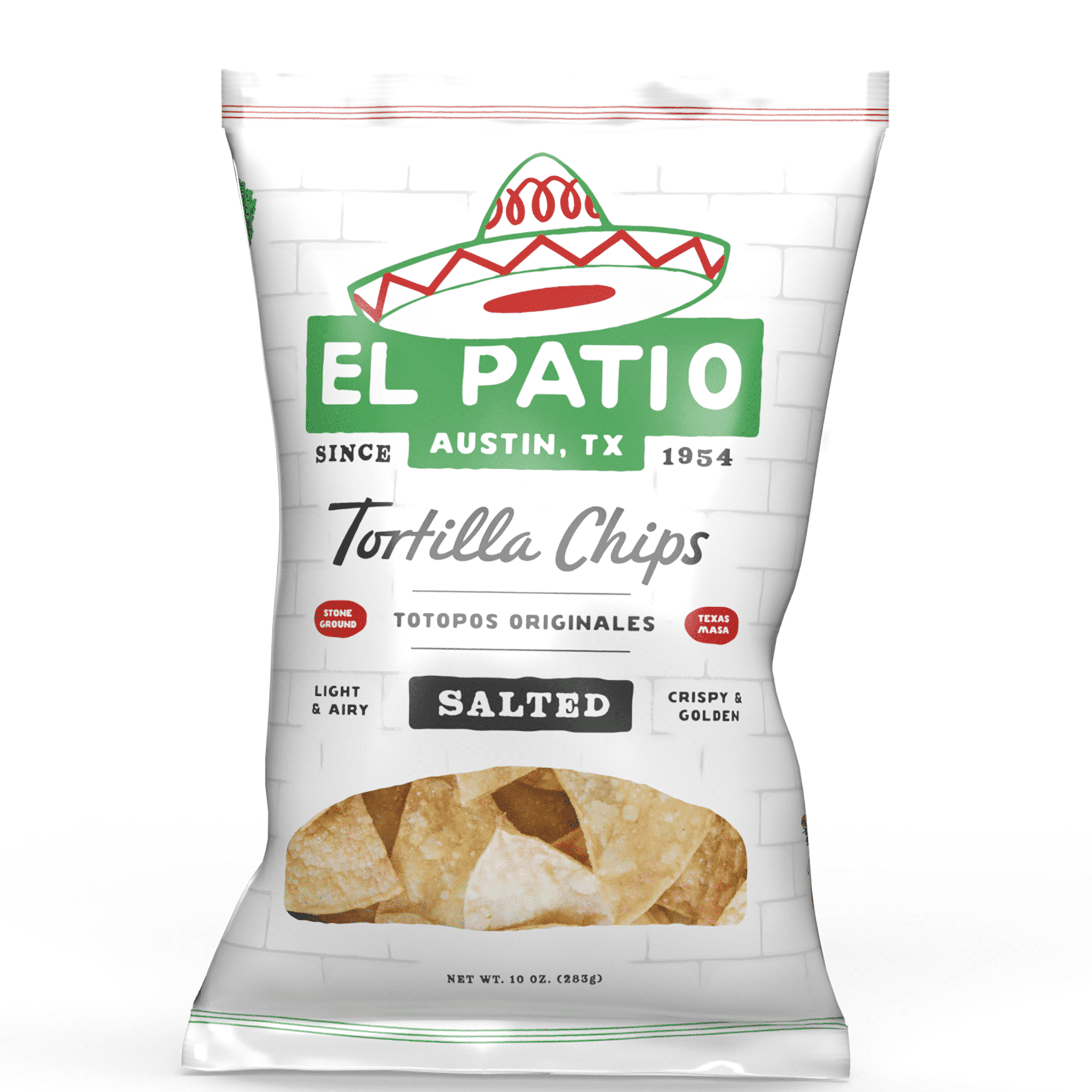 (3 pack) El Patio Salted Tortilla Chips, 10 oz Bag, Austin, Texas