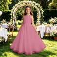 thumbnail image 2 of Bmisegm Girls Dresses Halter Neck Sleeveless Ruched Bodice Wide Waist Long Tiered Tutu Skirt Formal Occasion Girls' Dresses 10-11 Years, 2 of 5