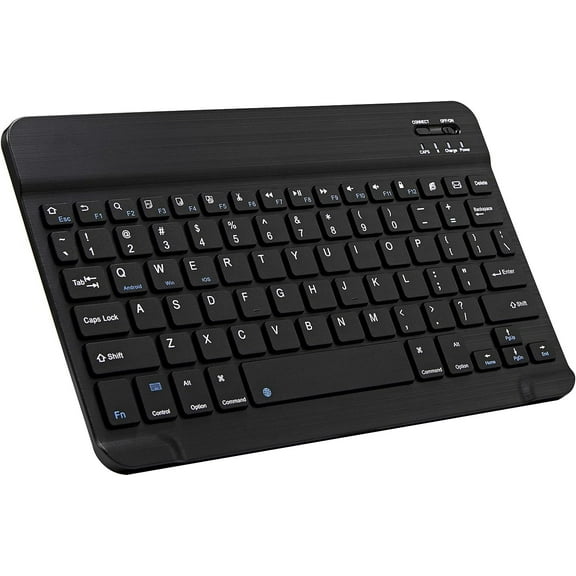 Ultra-Slim Bluetooth Keyboard Portable Mini Wireless Keyboard Rechargeable for Apple iPad iPhone Samsung Tablet Phone Smartphone iOS Android Windows (10 inch Black)