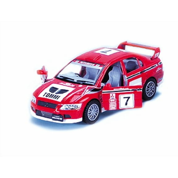 Mitsubishi Lancer w/Rally Decals, Red - Kinsmart 5048D - 5" Scale Diecast Model Car
