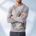 thumbnail image 5 of QSAWXQZ Men's Crewneck Sweater Long Sleeve Argyle Jacquard Pullover Knit Top 2XL, 5 of 8