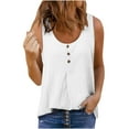 thumbnail image 2 of Tbopshirt Womens Tank Top Fashion Women's Casual Round Neck Solid Color Button Sleeveless Tops T-Shirt Tank Blouse, 2 of 4