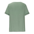 thumbnail image 6 of Meichang Womens V Neck Tops Eyelet Embroidery Solid Short Sleeve T Shirts Loose Fit Casual Blouses Lightweight Business Work T Shirts Tunic Tops Green S, 6 of 7