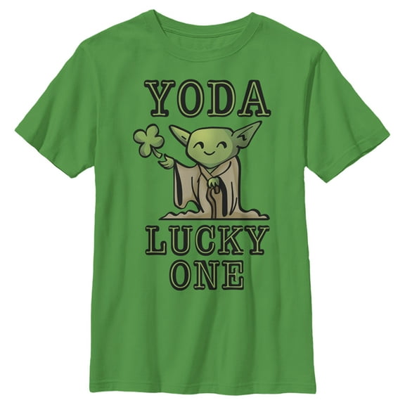 Boy's Star Wars St. Patrick's Day Cartoon Yoda Lucky One Graphic Tee Kelly Green Small