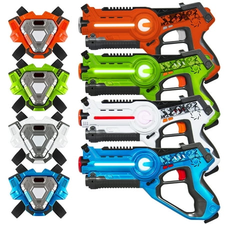Best Choice Products Set of 4 Infrared Laser Tag Blasters for Kids & Adults w/ Vests, Multiplayer Mode - (Laser Touch One Best Price)