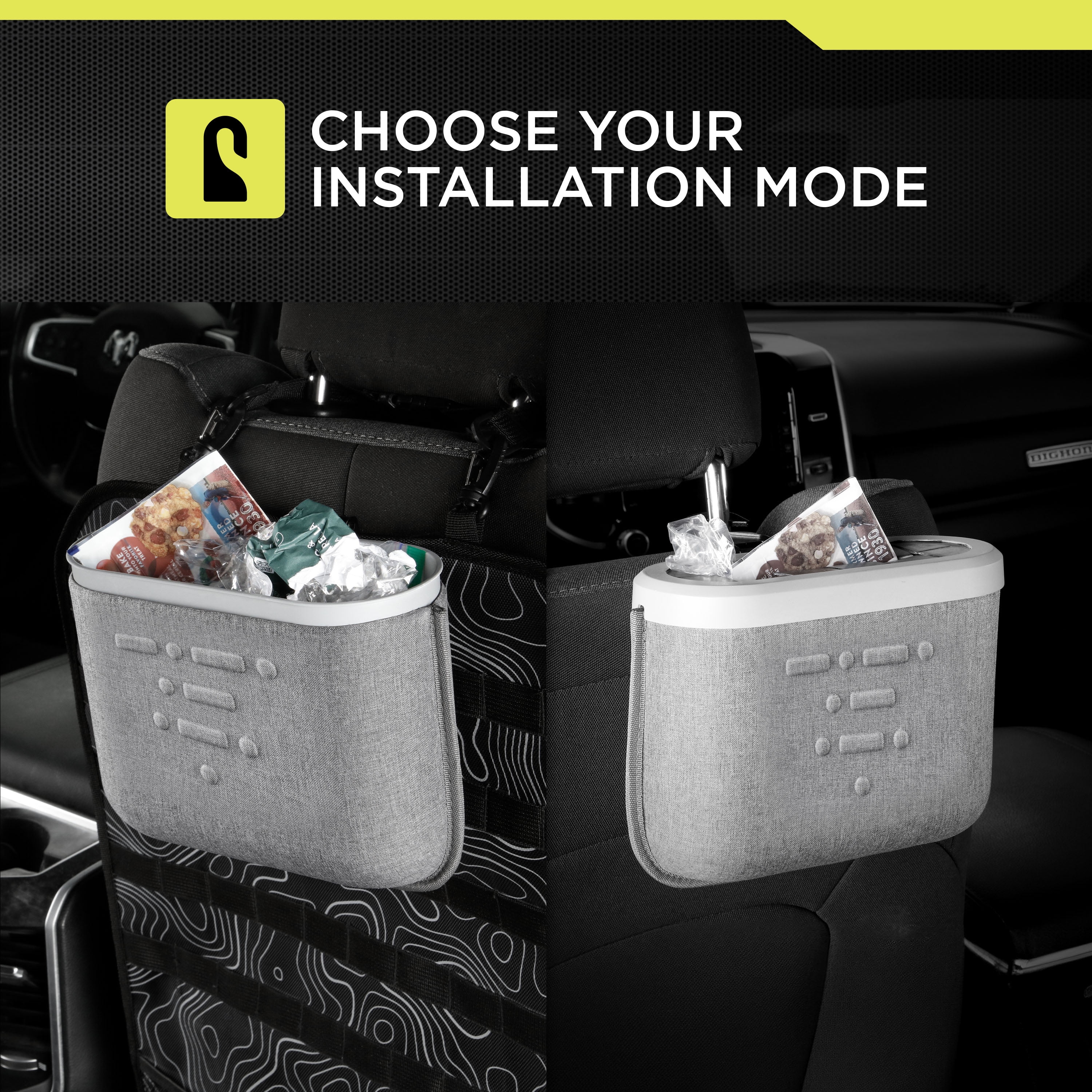 Auto Drive Universal Fit Vehicle Trash Can with Headrest Attachment