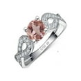 thumbnail image 2 of 1.50 Carat Round cut Morganite and Diamond Engagement Ring in 14k White Gold affordable morganite & diamond engagement ring, 2 of 2