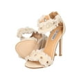 thumbnail image 4 of New Women Cape Robbin Alza-41 Frayed Canvas Grommet Ankle Strap Stiletto Sandal, 4 of 5