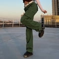 thumbnail image 3 of CAICJ98 Panties for Women Women's Casual High Waist Fold Pleated Straight Leg Trousers Work Pants with Pocket Green,XL, 3 of 5