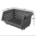 thumbnail image 5 of Begale 3-Pack Gray Plastic Stackable Detachable Storage Bin, Organizer Stacking Basket, 5 of 7