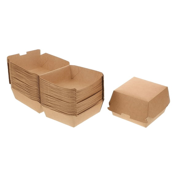 NICEXMAS 30pcs Kraft Paper Burger Boxes Grease Proof for Takeout Food Containers