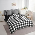 thumbnail image 3 of jejeloiu Modern Grid Bedding Comforter Set 7 Pieces,Abstract Geometric Geometric Full Bedding Set,Black White Fitted Sheet Flat Sheet,Breathable Bedroom Decor Reversible, 3 of 8