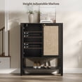 thumbnail image 2 of SICOTAS 31.5" Wide Rattan Shoe Cabinet with 2 Doors & Adjustable Shelves – Farmhouse Entryway Storage Organizer for Hallway Foyer Enterway Clearance, Black Oak, 2 of 7