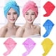 thumbnail image 3 of Toalla de microfibra para secar el cabello con botón, turbante de secado rápido para mujer, color rojo rosado., 3 of 5