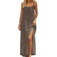 thumbnail image 2 of Antinious Women Solid Crewneck Sleeveless Spaghetti Strap Backless Slit Ankle Length Loose Soft Airy Summer Pajams Dress, 2 of 5