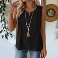 thumbnail image 2 of Cotton Linen Tank Tops，Linen Summer Tops Womens Plus Size Tank Tops Running Tank Tops Beach Vacation Blouses Women's Tank Tops Loose Fit Sleeveless Linen Tops For Women Linen Crop Top Black L, 2 of 3