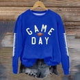 thumbnail image 2 of WMTBSRSW Game Day Sweatshirt for Women Soccer Team Fans Pullover Tops Football Season Graphic Fleece Sweatshirts Loose Casual Long Sleeve Crewneck Tops Blue L, 2 of 4