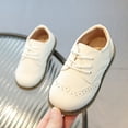 thumbnail image 3 of Dakaela 3T 4T 5T Toddler Boys Girls Dress Shoes Little Kid School Uniform Oxfords Leather Lace up Loafer Flats for Wedding Party White Size 9, 3 of 7