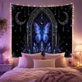 thumbnail image 2 of Around Luminous Butterfly With Wings Resembling Stained Glass, Spooky Gothic for Gothic Decor Fans, Dark Art Decor, Halloween Gift, Tapestry Wall Hanging for Bedroom and Dorm, 2 of 7