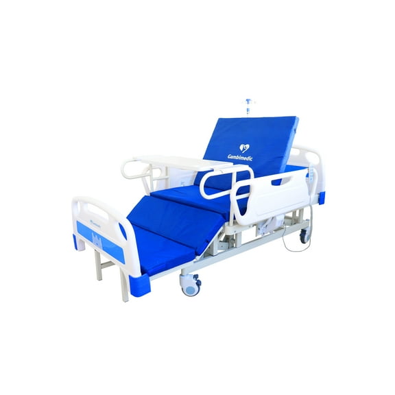Cama Hospitalaria Electrica 4 Funciones Posicion Silla Elevacion Respaldo Altura Ajustable 50cm A 74 Cm Reposapiernas Control Remoto Incluye Colchon 6 Cm Portasuero Mesa Para Comer