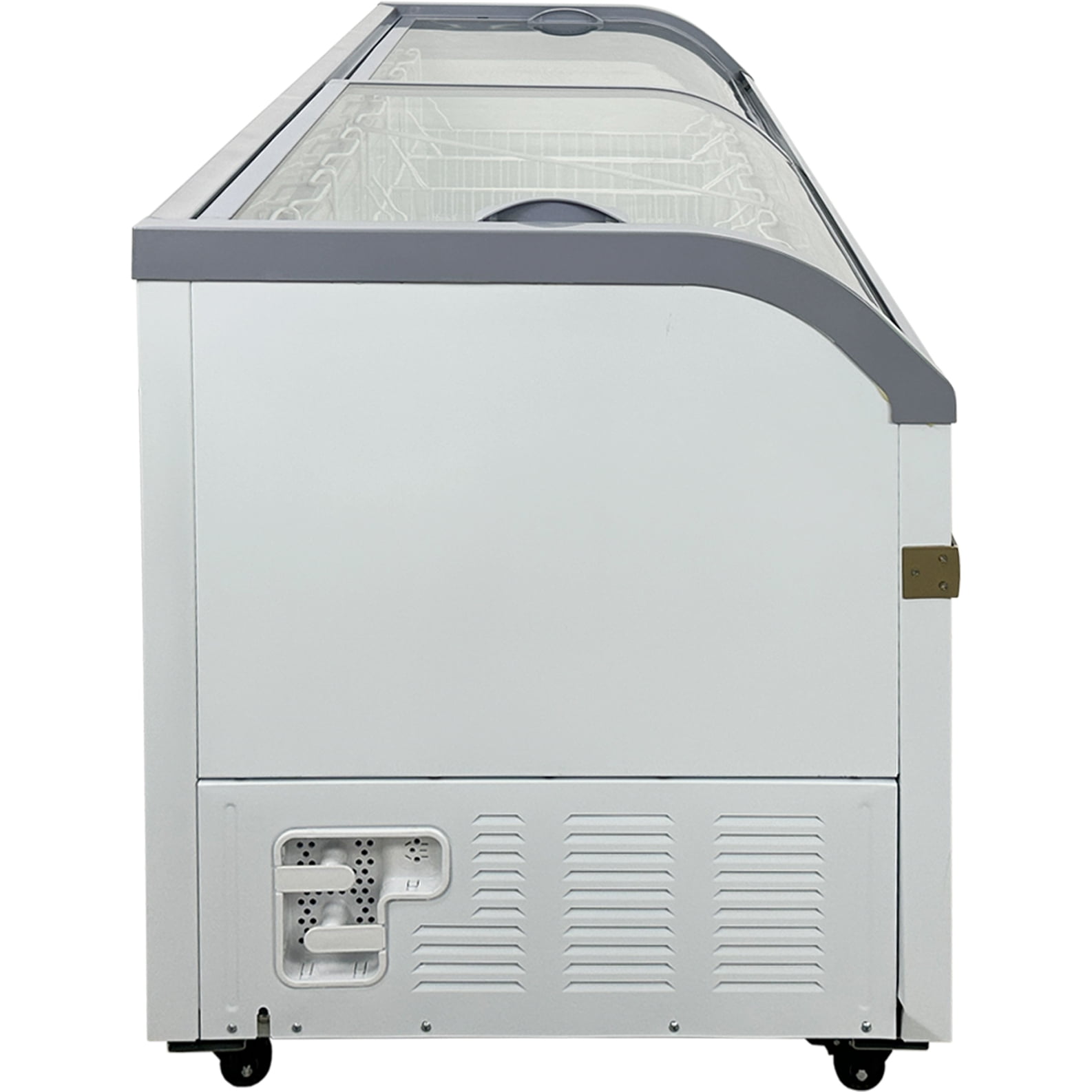 79” Commercial Ice Cream Freezer Display Case with Sliding Curved Glass Top, 27 Cu. Ft., 115V R290, NSF Certified