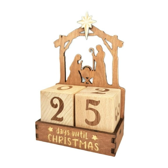Ciwanning Christmas Countdown Calendar Christmas Countdown Wood Block Set,Christmas Advents Number Countdown Calendar Home Decors