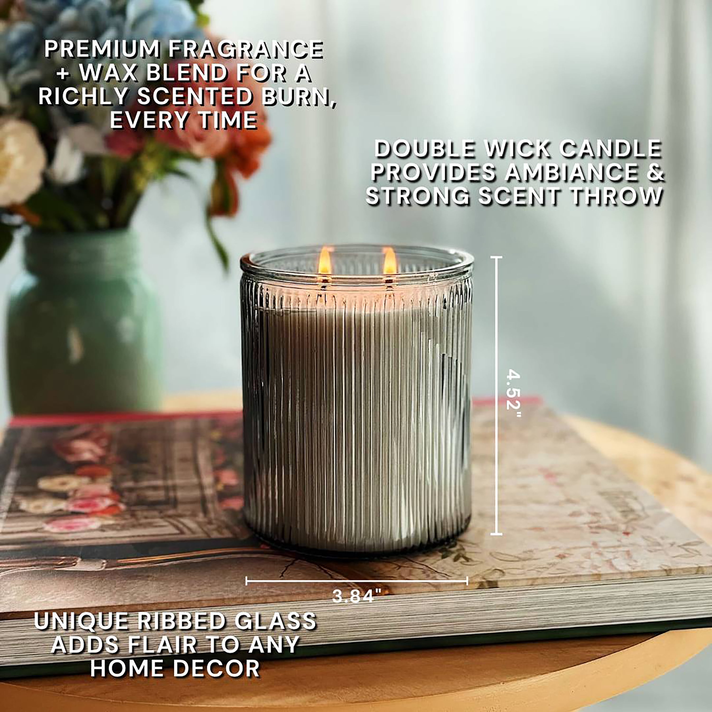 Better Homes & Gardens Amber and Saffron Scented 2-Wick 17.1 oz Ribbed Jar Candle