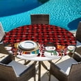 thumbnail image 6 of Red Buffalo Plaid Snowman Round Tablecloth, Fitted Table Cover with Elastic for 36"-44" Round Tables, Christmas Winter Snowflake Xmas Table Cloth Outdoor Indoor Dinning Party Waterproof Tablecloths, 6 of 7