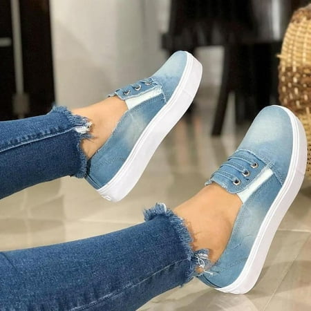 

Cathalem Woven Sandals Ladies Shoes Casual Shoes Fashion Soft Sole Non Slip Lazy Casual Shoes Canvas Women High Heel Sandals Blue 8