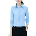 thumbnail image 2 of ZenCart Women Shirt Lapel Long Sleeve Button Placket Shirt Tops Solid Color Slim Fit Business Office Shirt Workwear, 2 of 7