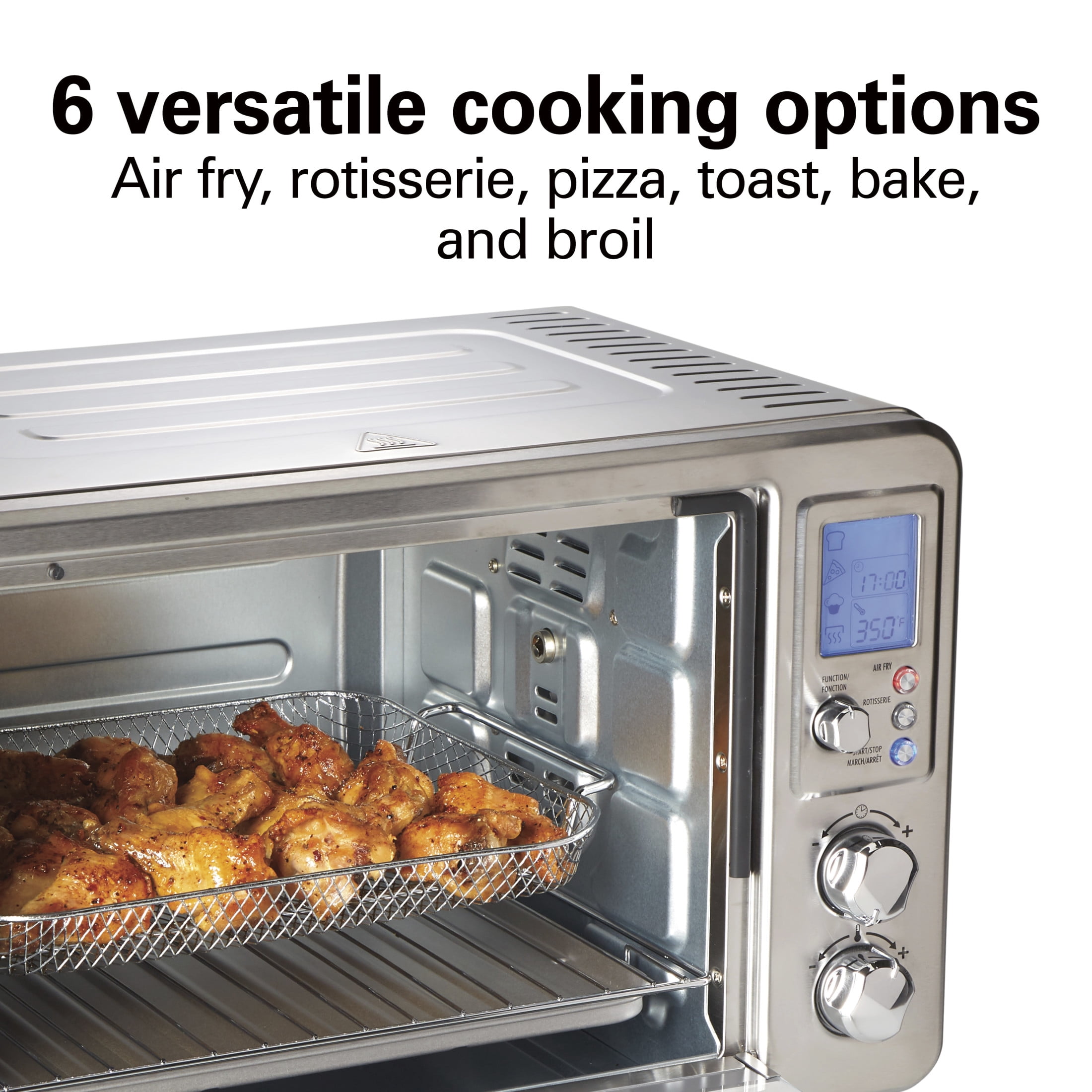 Hamilton Beach Sure-Crisp 6 Slice Countertop Toaster Oven with Sure-Crisp Air Fryer Function & Rotisserie, Stainless Steel