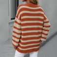 thumbnail image 4 of VISALY Pullover Crewneck Sweatshirt Striped Sweater Women's Casual Long Sleeve Pullover Sweaters O Neck 2023 Fall Winter Sweater Jumper Tops Crochet Sweaters Baggy Sweaters Office Sweater Orange L, 4 of 8