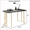 thumbnail image 6 of Desks: Contemporary Faux Marble Top Desk with USB & Power Outlet | Gold/Black | Faux Marble,Steel, 6 of 8