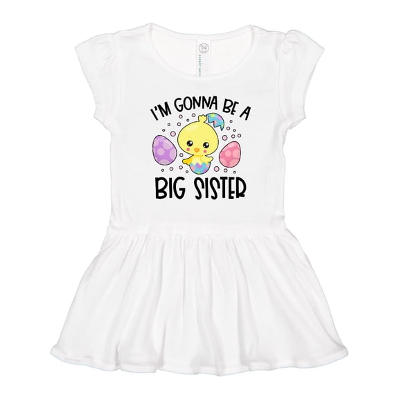 Inktastic Easter I'm Gonna Be a Big Sister with Purple and Pink Eggs Girls Toddler Dress