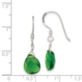 thumbnail image 2 of 925 Sterling Silver Dark Green Crystals Teardrop Dangle Earrings Drop, 2 of 6