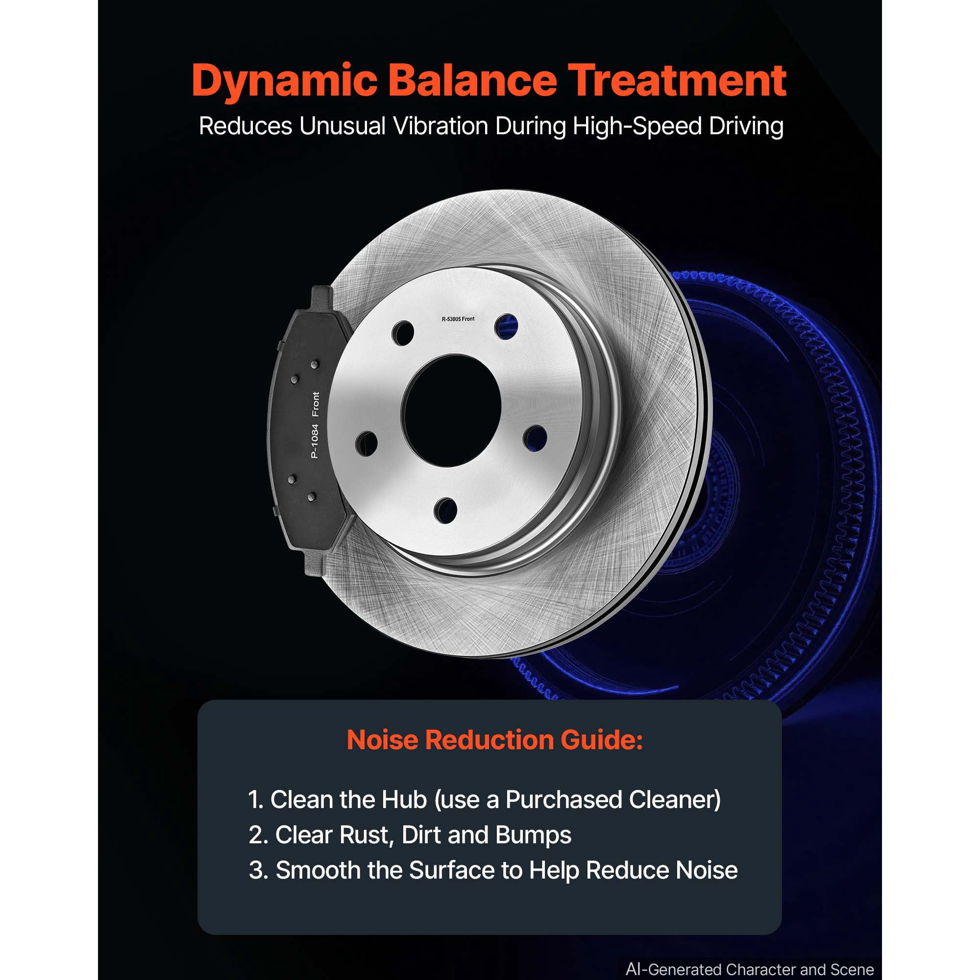 KFFKFF Front and Rear Brake Kit with Ceramic Brake Pads and Ventilated Rotors, Compatible with 2007-2009 Dodge Durango, Chrysler Aspen, 2011-2018 Ram 1500 (5-Lug), and 2019-2023 Ram 1500 Classic