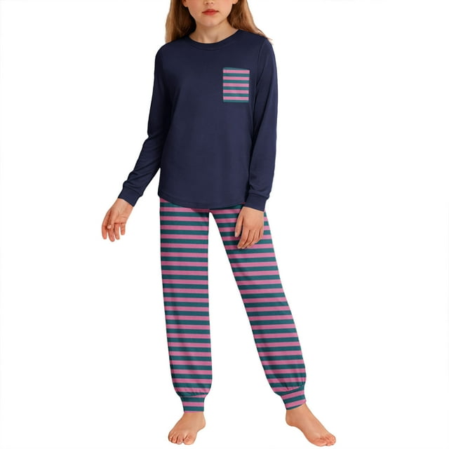 Long Sleeve Tops, Print Pocket Long Sleeve Top and Pants for 5-14 Years, Kids Set