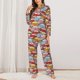 thumbnail image 2 of Fotbe Cute Cars Conjunto de Pijama de Manga Larga para Mujer con Estampado, Ropa de Dormir de 2 Piezas, Conjunto de Casa Suave y Cómodo con Bolsillos-Small, 2 of 7